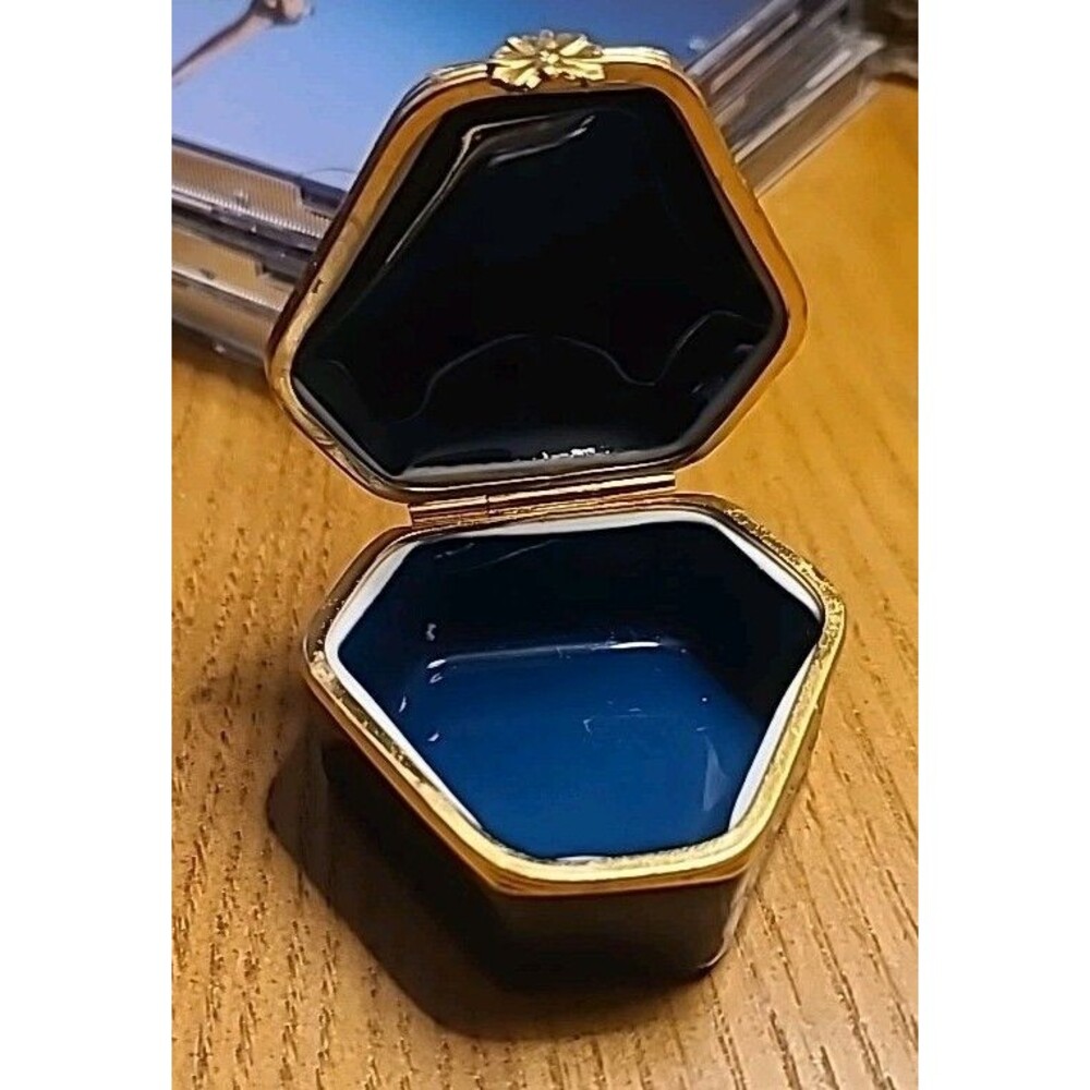Vtg Limoges France Porcelain Dark Aqua Blue trinket Box Pill Box 2x2.25x1.5 NEW - Picture 4 of 12